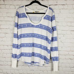 Anthro Little Yellow Button Striped Cotton Top XL